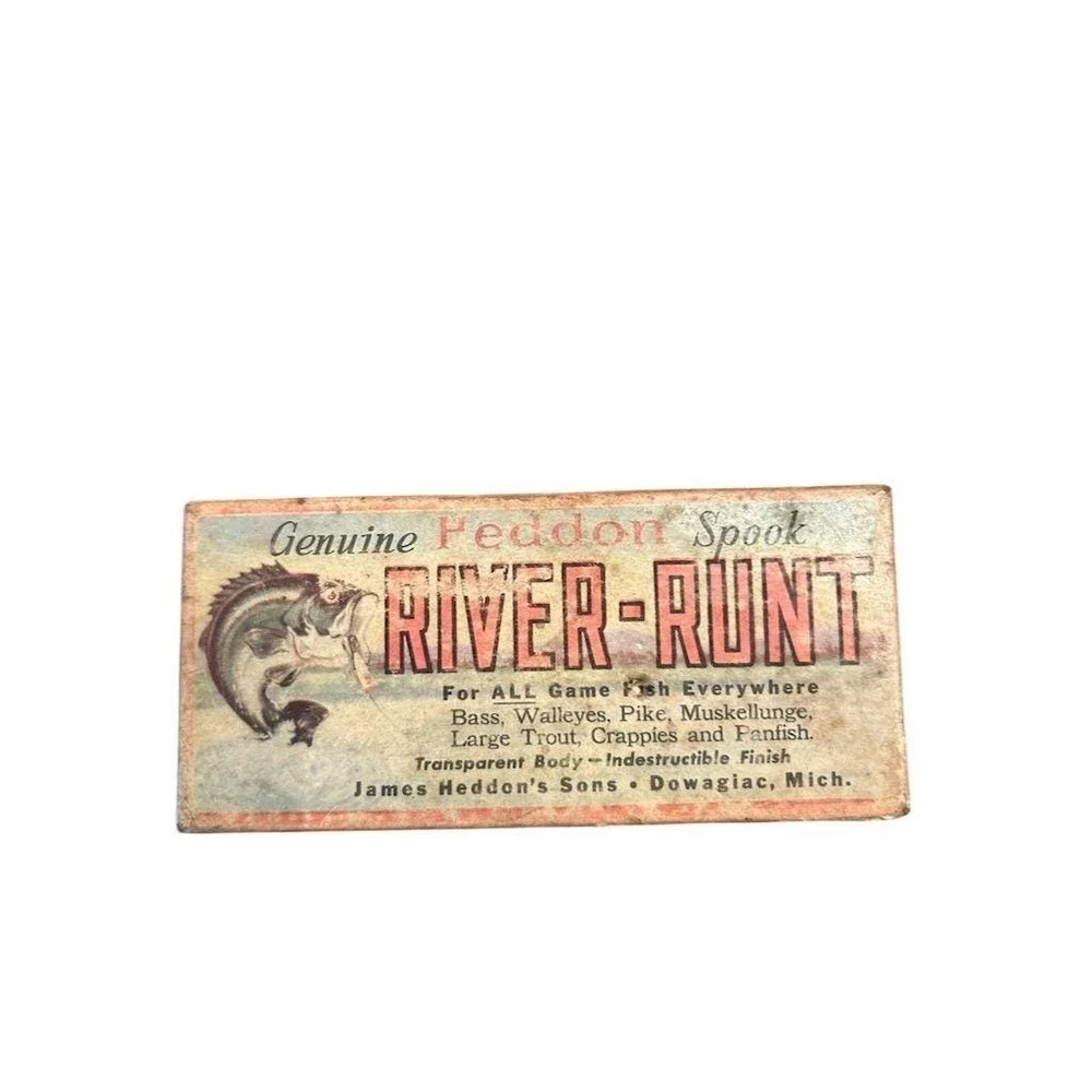 Heddon River-Runt-Spook Fishing Lure Vintage Sinking White Red With Box Catalog